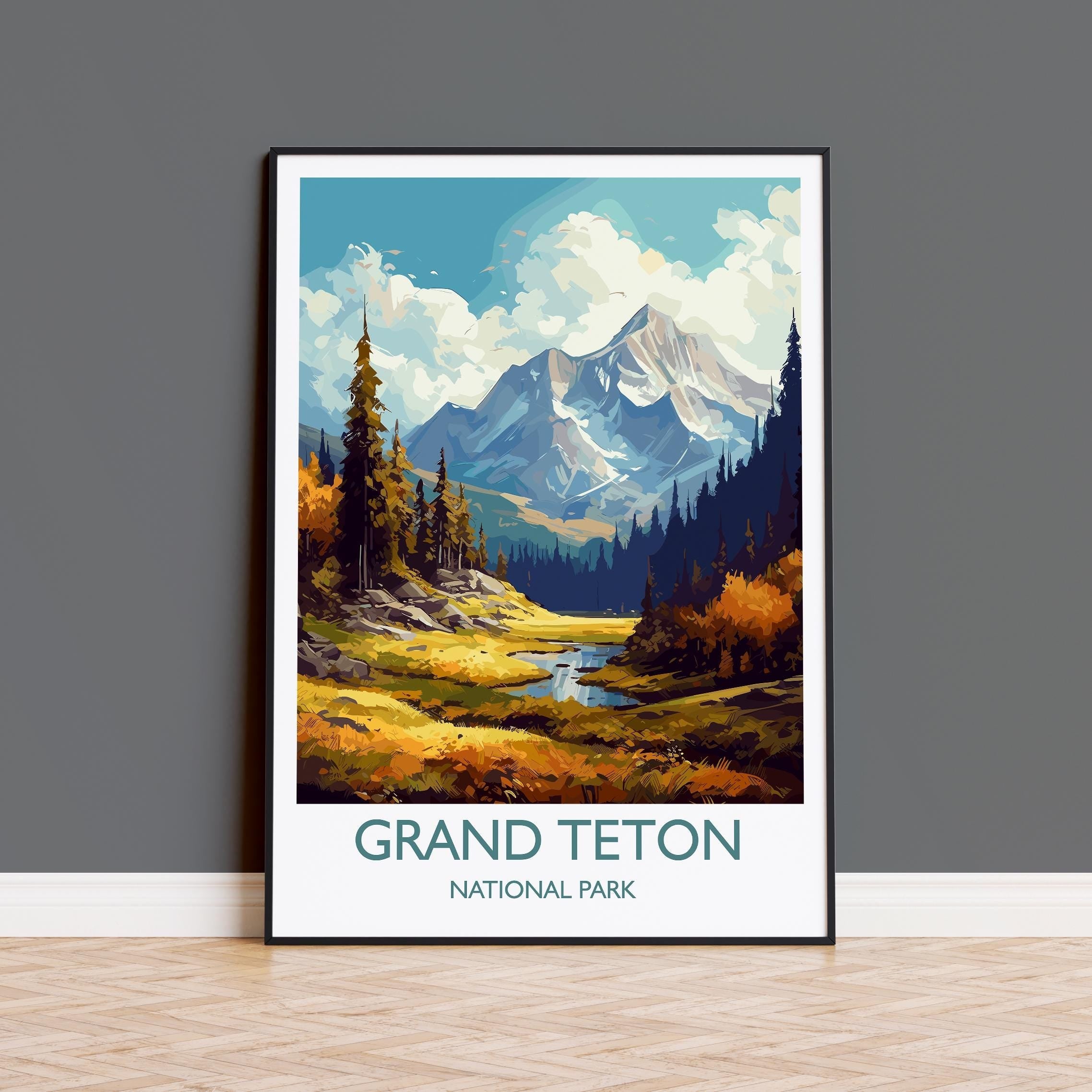 Grand Teton Poster, Travel Print of Grand Teton, North America, Grand Teton Art Lovers Gift, USA National Park, Travel Gift NQ Media Designs