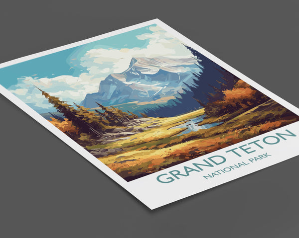 Grand Teton Poster, Travel Print of Grand Teton, North America, Grand Teton Art Lovers Gift, USA National Park, Travel Gift