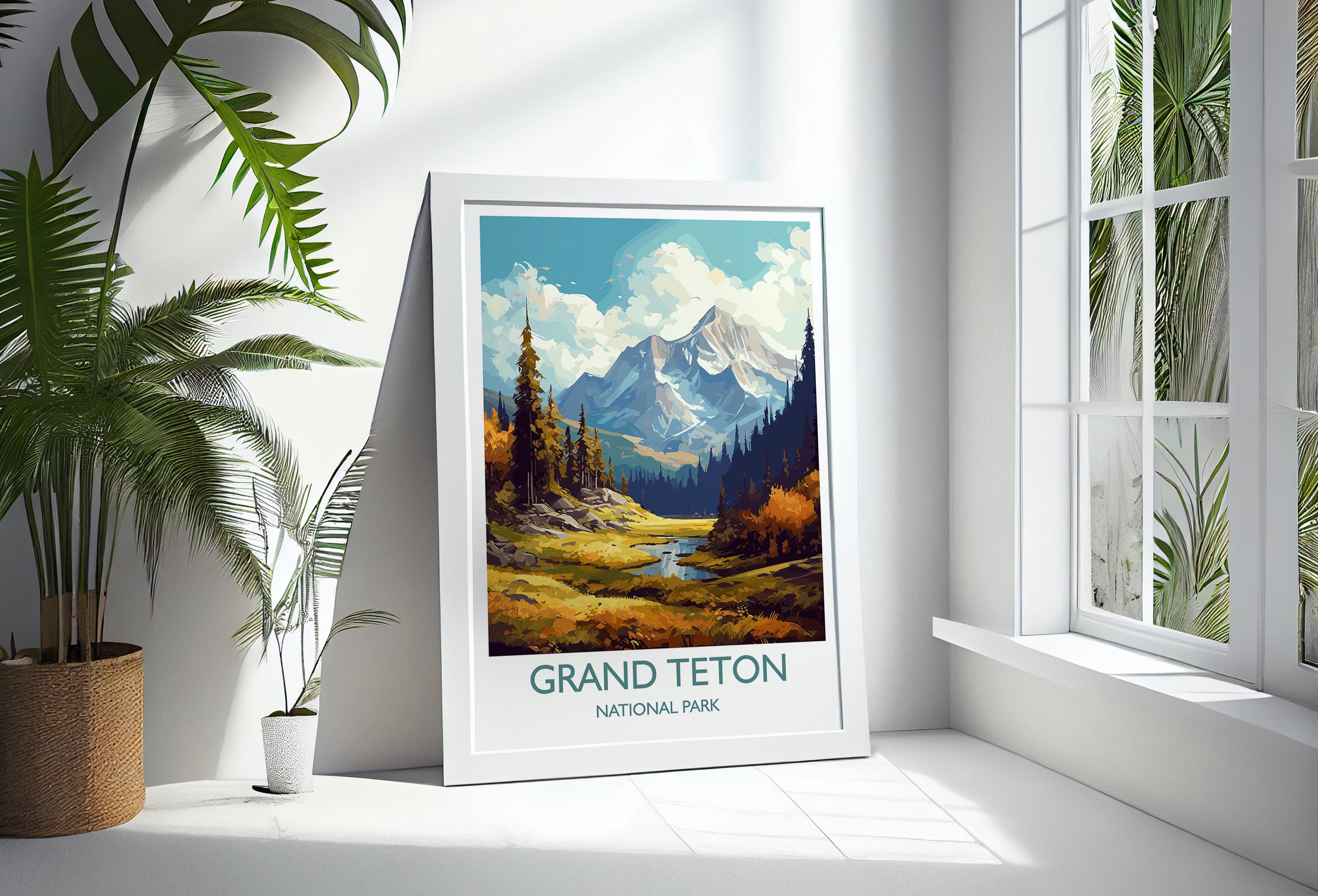 Grand Teton Poster, Travel Print of Grand Teton, North America, Grand Teton Art Lovers Gift, USA National Park, Travel Gift NQ Media Designs