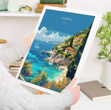 Corfu Travel Poster, Travel Print of Corfu, Greece Gift, Greek Islands Art Lovers Gift, Corfu Gift Art, Wall Art Print NQ Media Designs