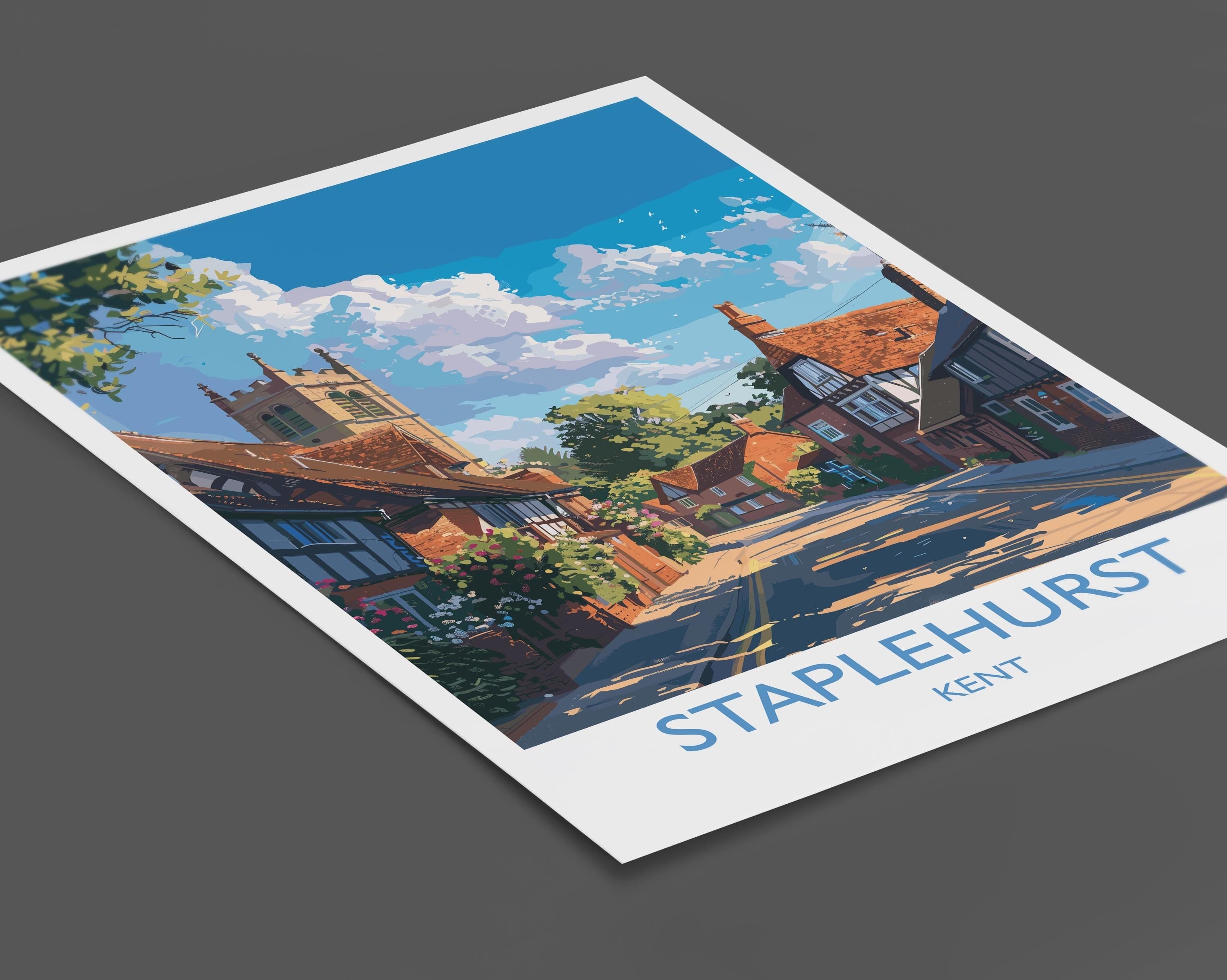 Staplehurst Travel Poster, Travel Print of Staplehurst, Kent Countryside Art Gift, England, Staplehurst Art Lovers Gift, Wall Art Print NQ Media Designs