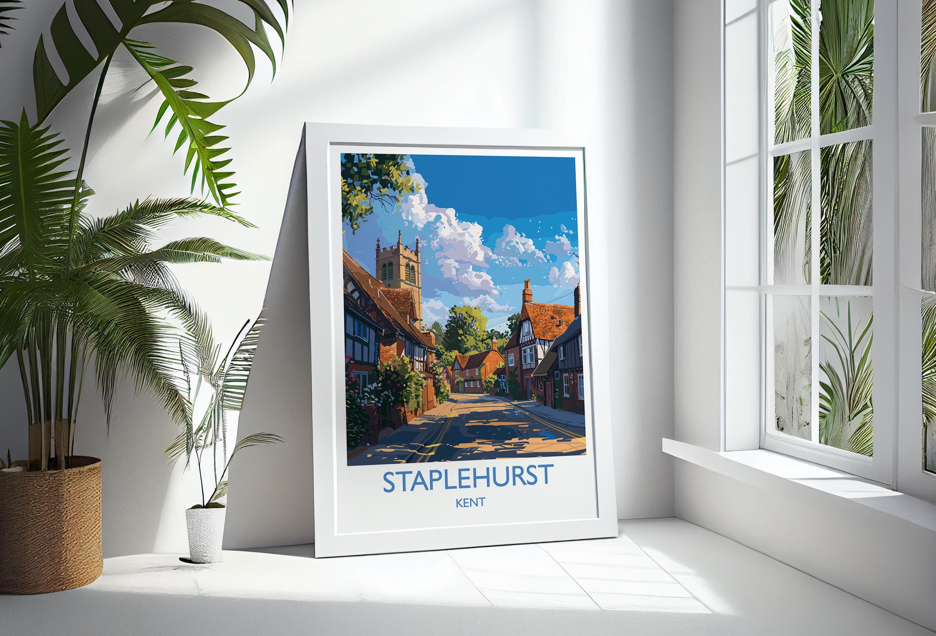 Staplehurst Travel Poster, Travel Print of Staplehurst, Kent Countryside Art Gift, England, Staplehurst Art Lovers Gift, Wall Art Print NQ Media Designs