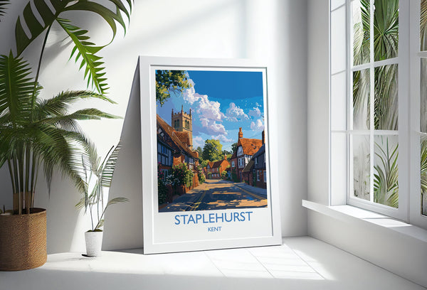 Staplehurst Travel Poster, Travel Print of Staplehurst, Kent Countryside Art Gift, England, Staplehurst Art Lovers Gift, Wall Art Print