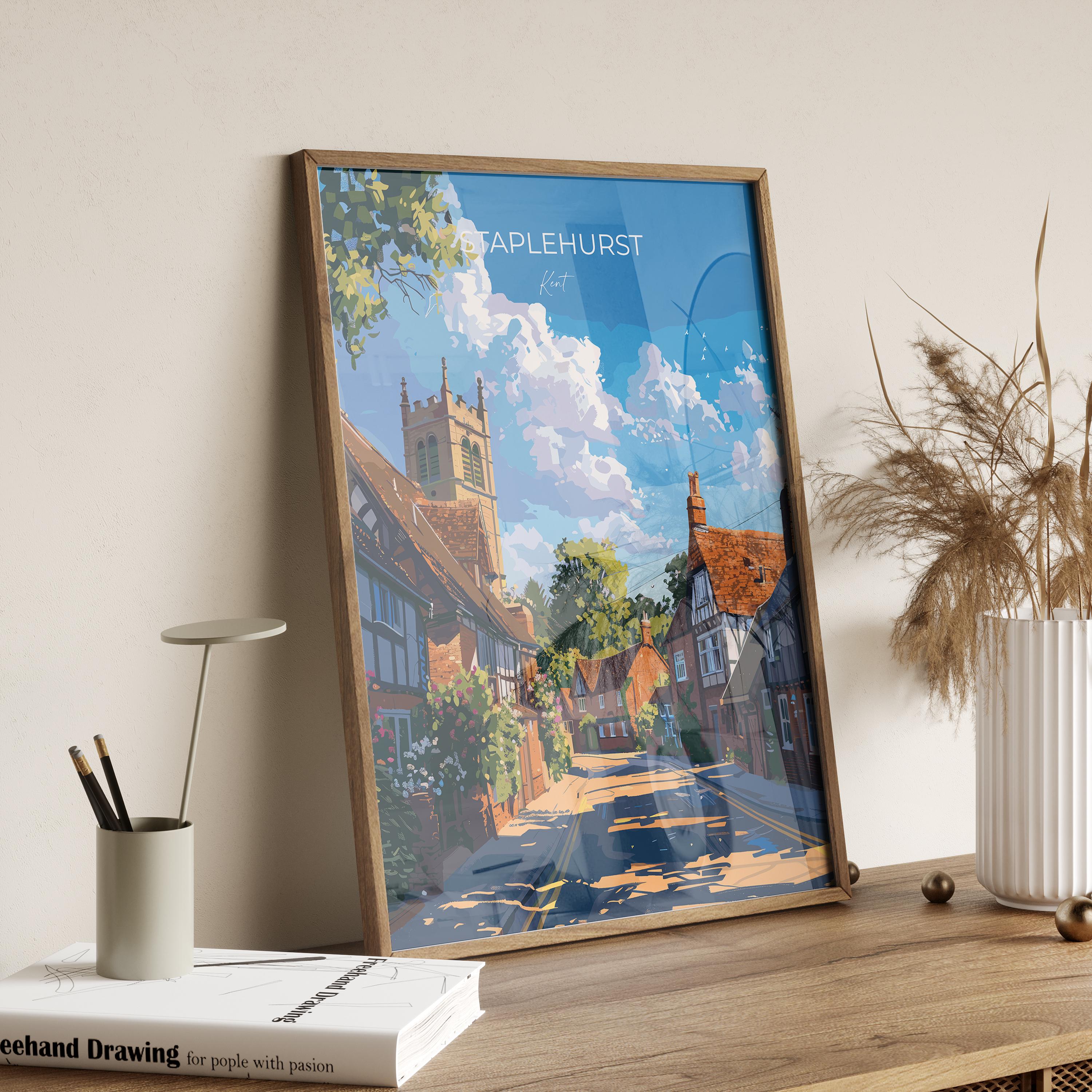 Staplehurst Travel Print, Travel Poster of Staplehurst, Kent Countryside Art Gift, England, Staplehurst Art Lovers Gift, Wall Art Print NQ Media Designs