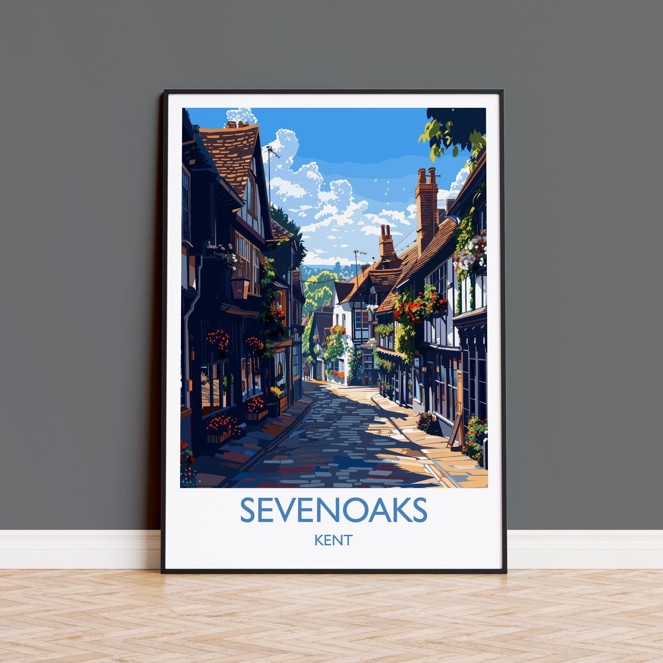 Sevenoaks Travel Poster, Travel Print of Sevenoaks, Kent Countryside Art Gift, England, Sevenoaks Art Lovers Gift, Wall Art Print NQ Media Designs