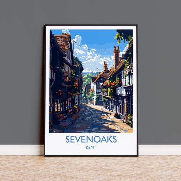Sevenoaks Travel Poster, Travel Print of Sevenoaks, Kent Countryside Art Gift, England, Sevenoaks Art Lovers Gift, Wall Art Print