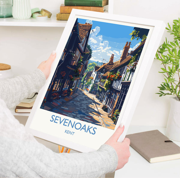 Sevenoaks Travel Poster, Travel Print of Sevenoaks, Kent Countryside Art Gift, England, Sevenoaks Art Lovers Gift, Wall Art Print