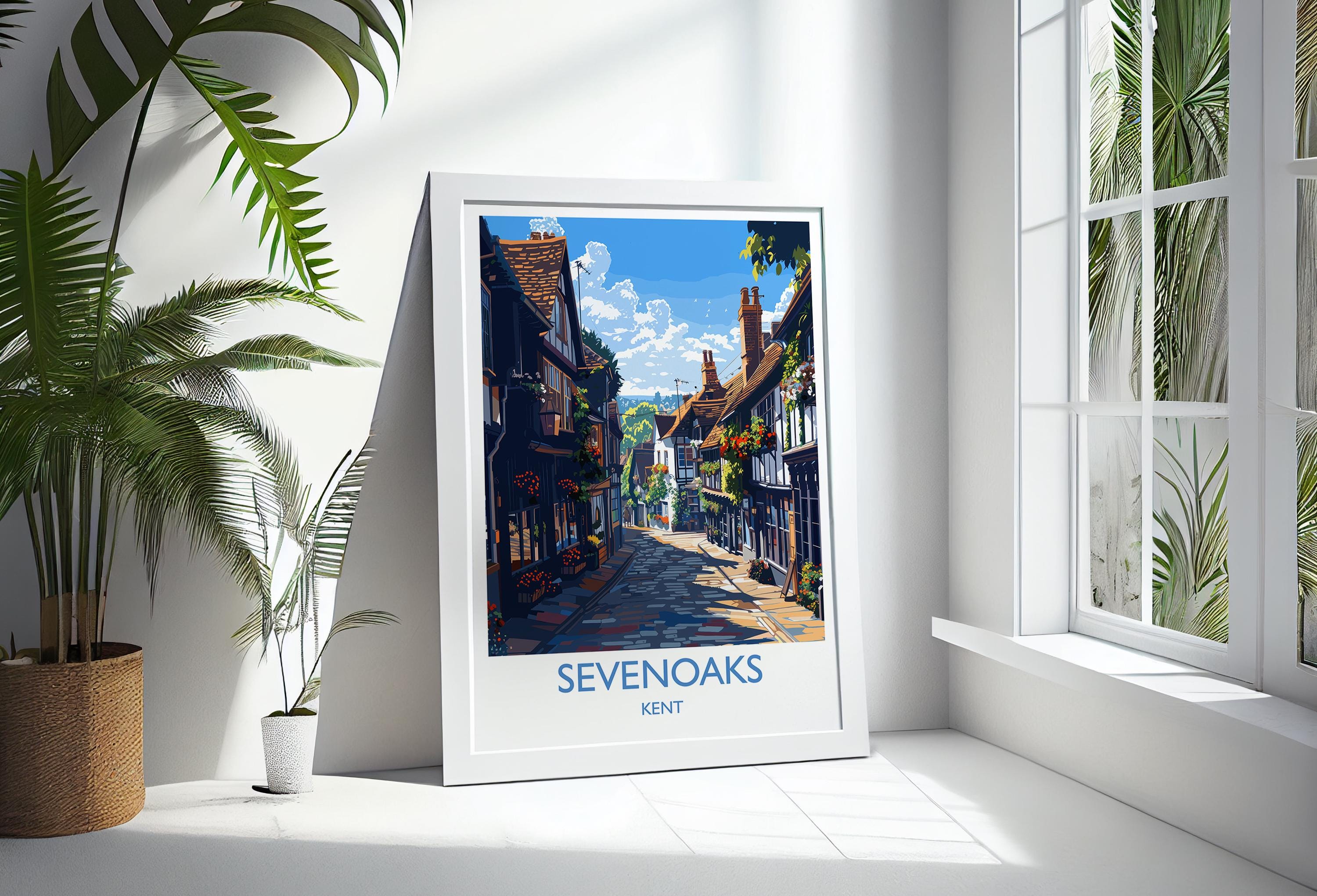 Sevenoaks Travel Poster, Travel Print of Sevenoaks, Kent Countryside Art Gift, England, Sevenoaks Art Lovers Gift, Wall Art Print NQ Media Designs