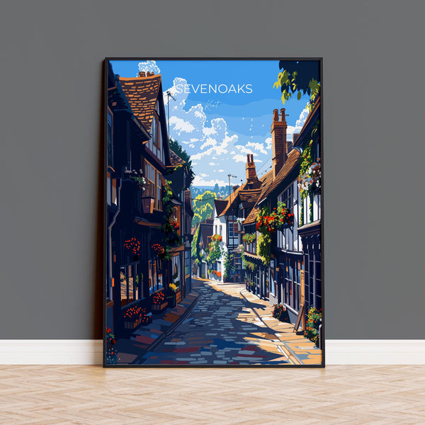 Sevenoaks Travel Print, Travel Poster of Sevenoaks, Kent Countryside Art Gift, England, Sevenoaks Art Lovers Gift, Wall Art Print