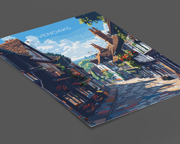 Sevenoaks Travel Print, Travel Poster of Sevenoaks, Kent Countryside Art Gift, England, Sevenoaks Art Lovers Gift, Wall Art Print