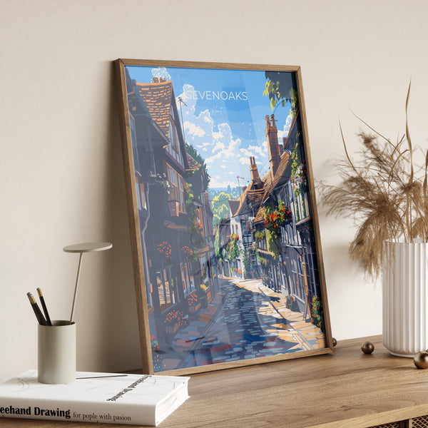 Sevenoaks Travel Print, Travel Poster of Sevenoaks, Kent Countryside Art Gift, England, Sevenoaks Art Lovers Gift, Wall Art Print