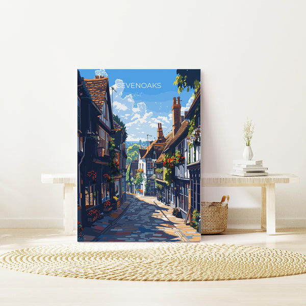Sevenoaks Travel Print, Travel Poster of Sevenoaks, Kent Countryside Art Gift, England, Sevenoaks Art Lovers Gift, Wall Art Print
