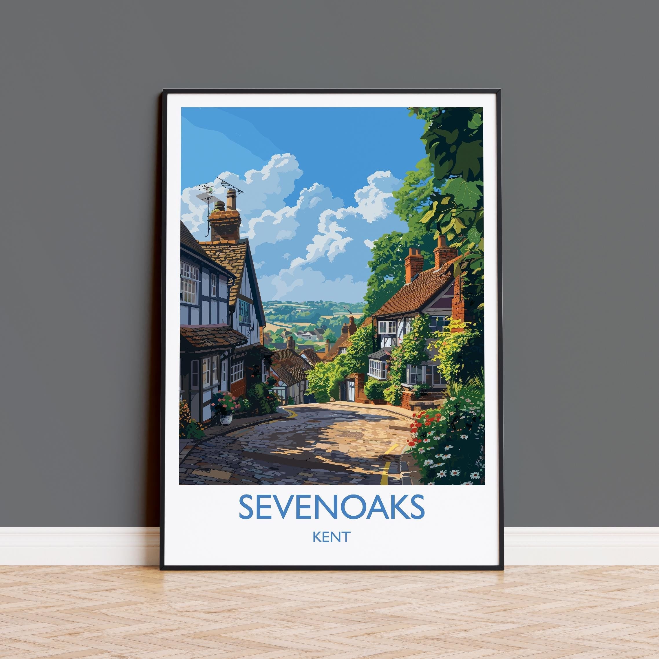 Sevenoaks Travel Poster, Travel Print of Sevenoaks, Kent Countryside Art Gift, England, Sevenoaks Art Lovers Gift, Wall Art Print NQ Media Designs