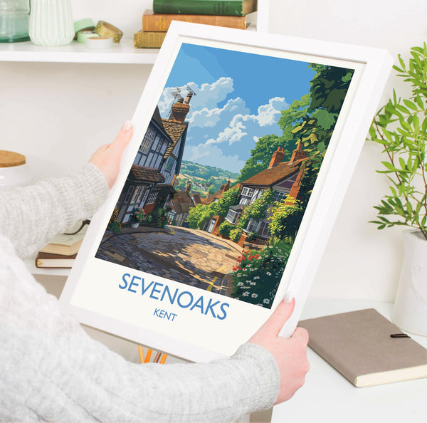 Sevenoaks Travel Poster, Travel Print of Sevenoaks, Kent Countryside Art Gift, England, Sevenoaks Art Lovers Gift, Wall Art Print
