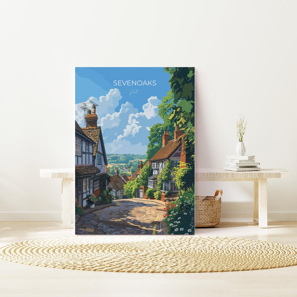 Sevenoaks Travel Print, Travel Poster of Sevenoaks, Kent Countryside Art Gift, England, Sevenoaks Art Lovers Gift, Wall Art Print