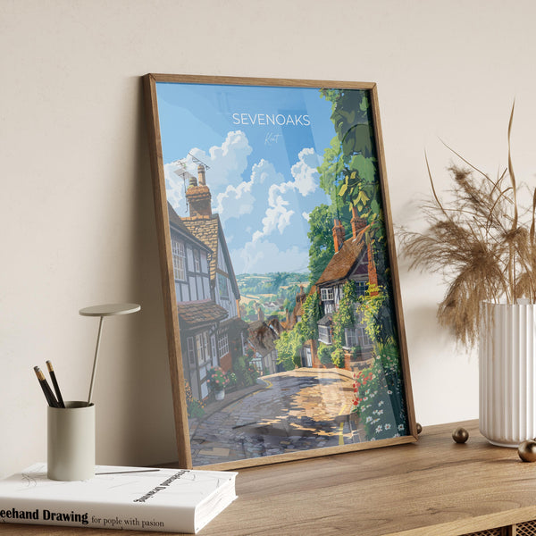 Sevenoaks Travel Print, Travel Poster of Sevenoaks, Kent Countryside Art Gift, England, Sevenoaks Art Lovers Gift, Wall Art Print
