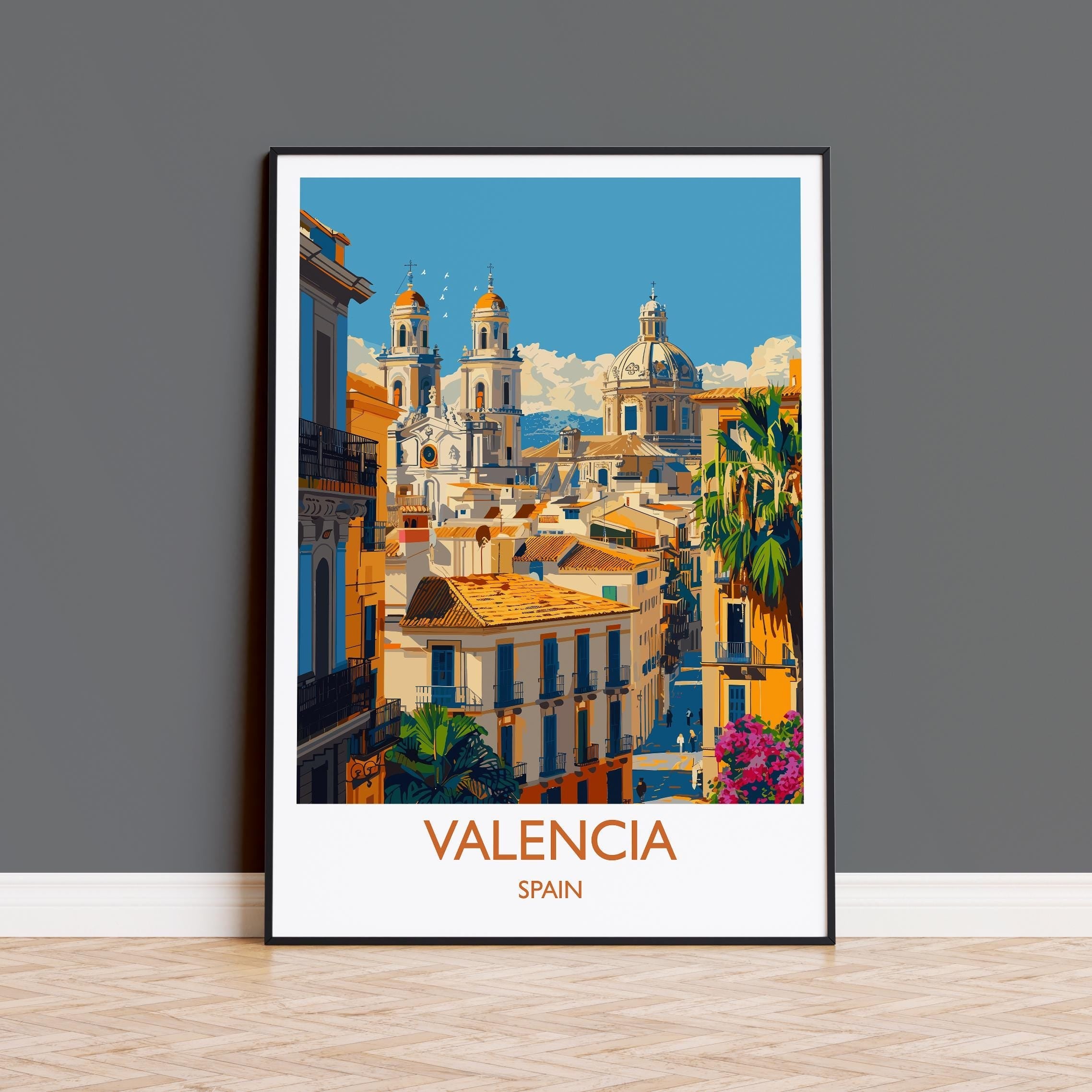 Valencia Travel Print, Travel Poster of Valencia, Spain Poster, Valencia Wall Art Lovers Gift, Spain Art NQ Media Designs