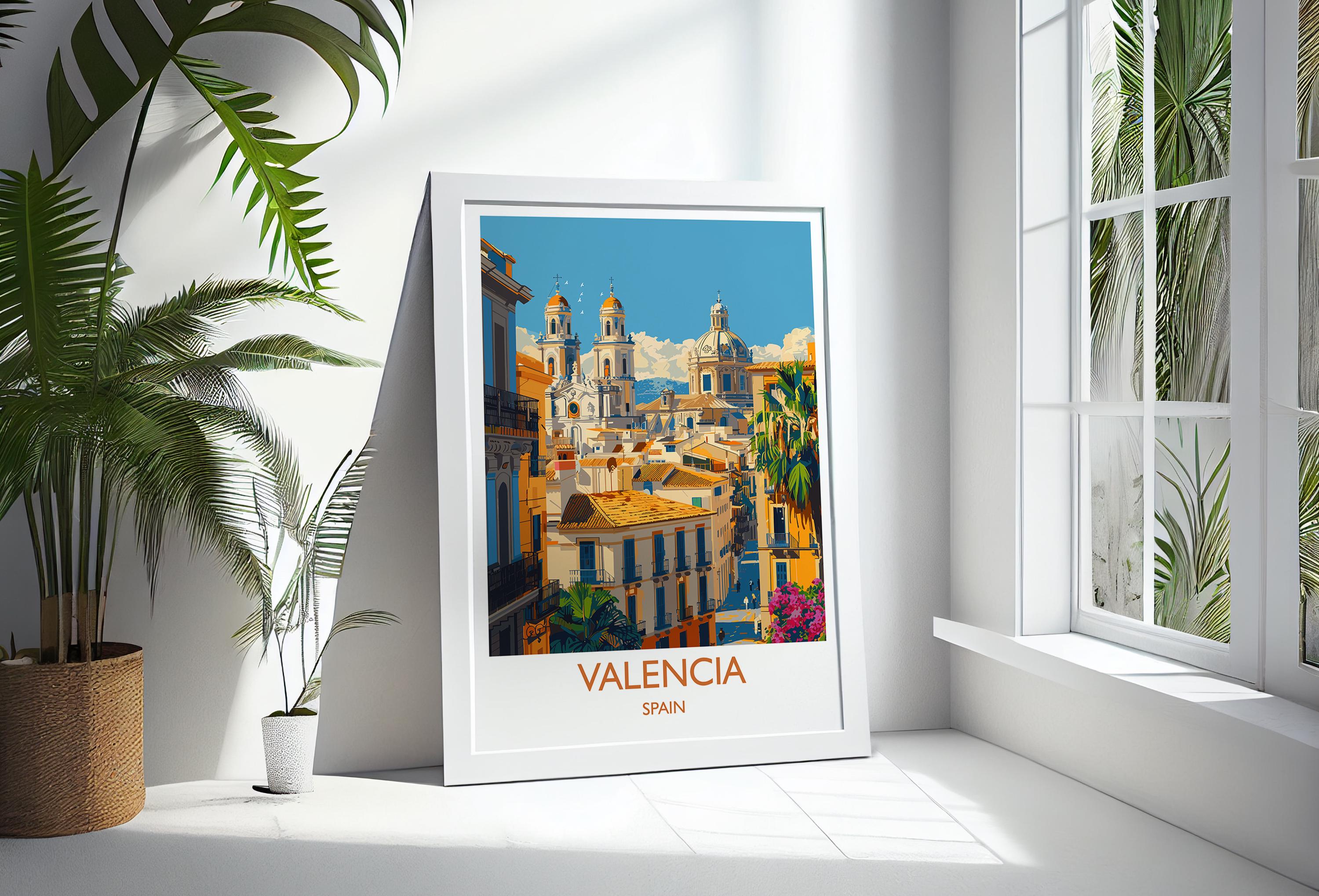 Valencia Travel Print, Travel Poster of Valencia, Spain Poster, Valencia Wall Art Lovers Gift, Spain Art NQ Media Designs