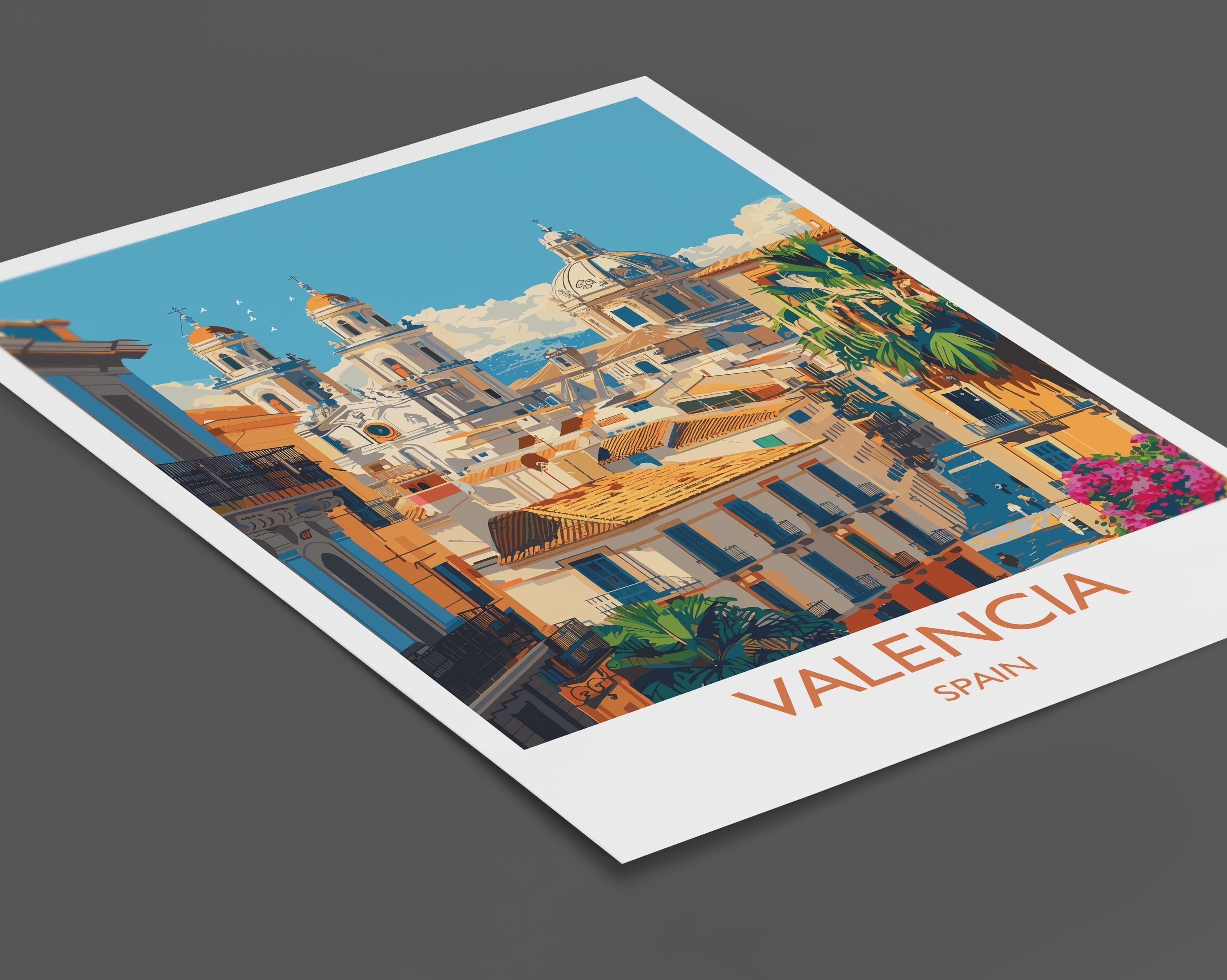 Valencia Travel Print, Travel Poster of Valencia, Spain Poster, Valencia Wall Art Lovers Gift, Spain Art NQ Media Designs