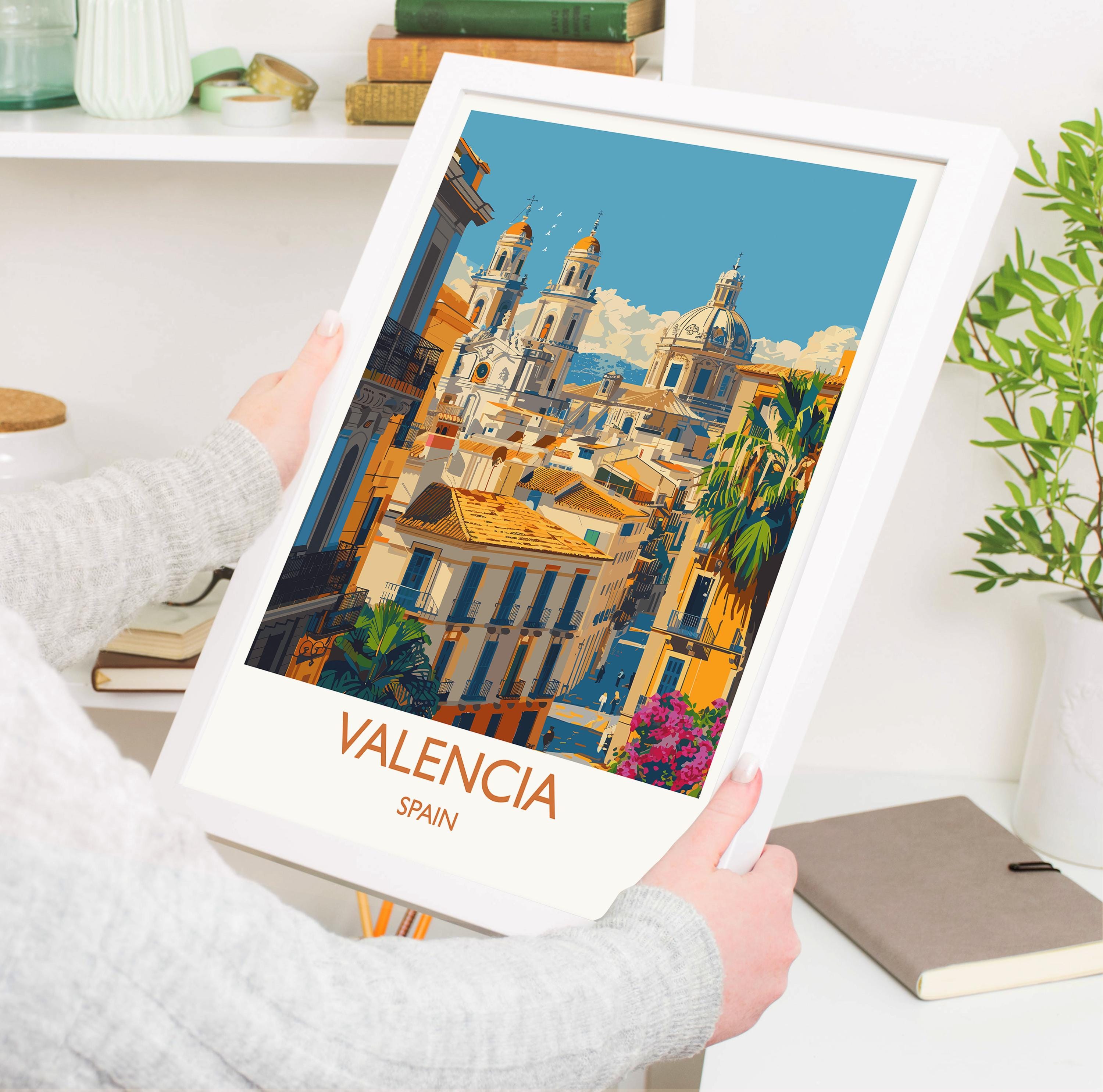 Valencia Travel Print, Travel Poster of Valencia, Spain Poster, Valencia Wall Art Lovers Gift, Spain Art NQ Media Designs