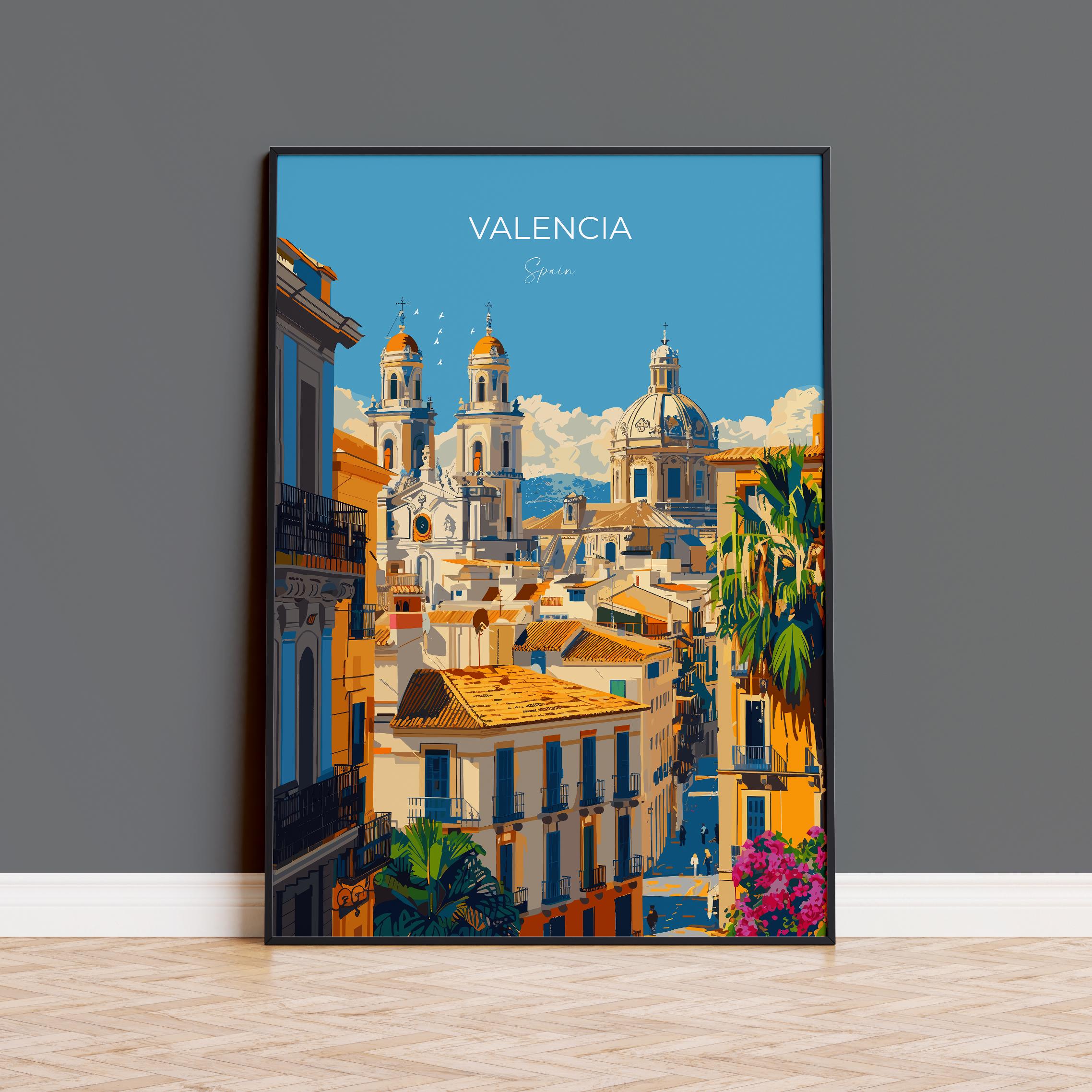 Valencia Travel Poster, Travel Print of Valencia, Spain Poster, Valencia Wall Art Lovers Gift, Spain Art NQ Media Designs