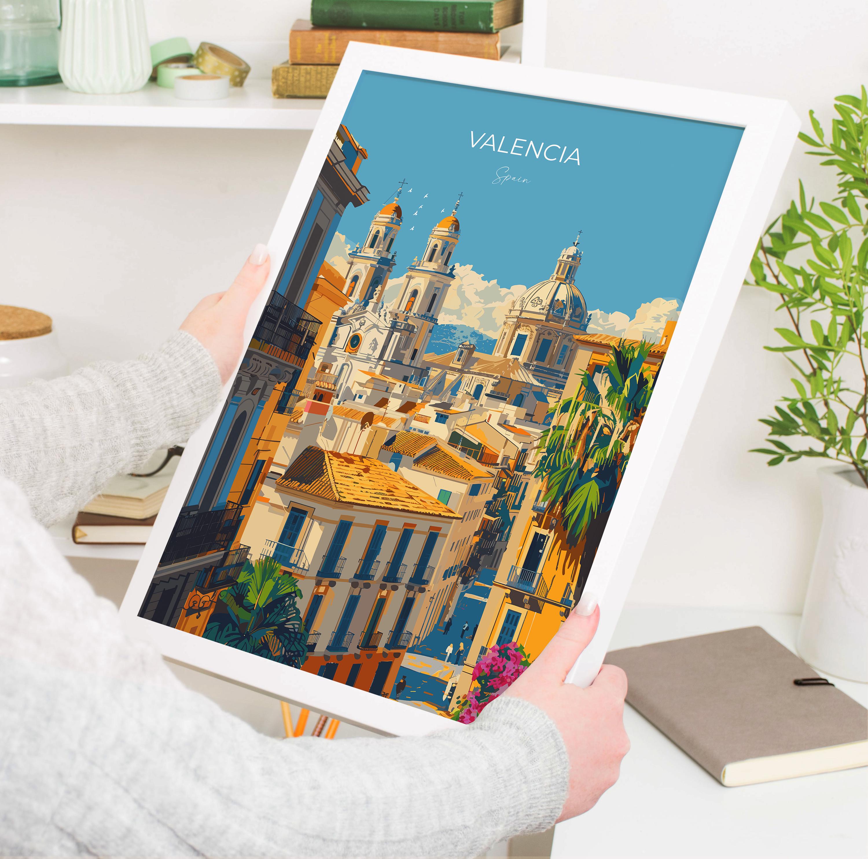 Valencia Travel Poster, Travel Print of Valencia, Spain Poster, Valencia Wall Art Lovers Gift, Spain Art NQ Media Designs
