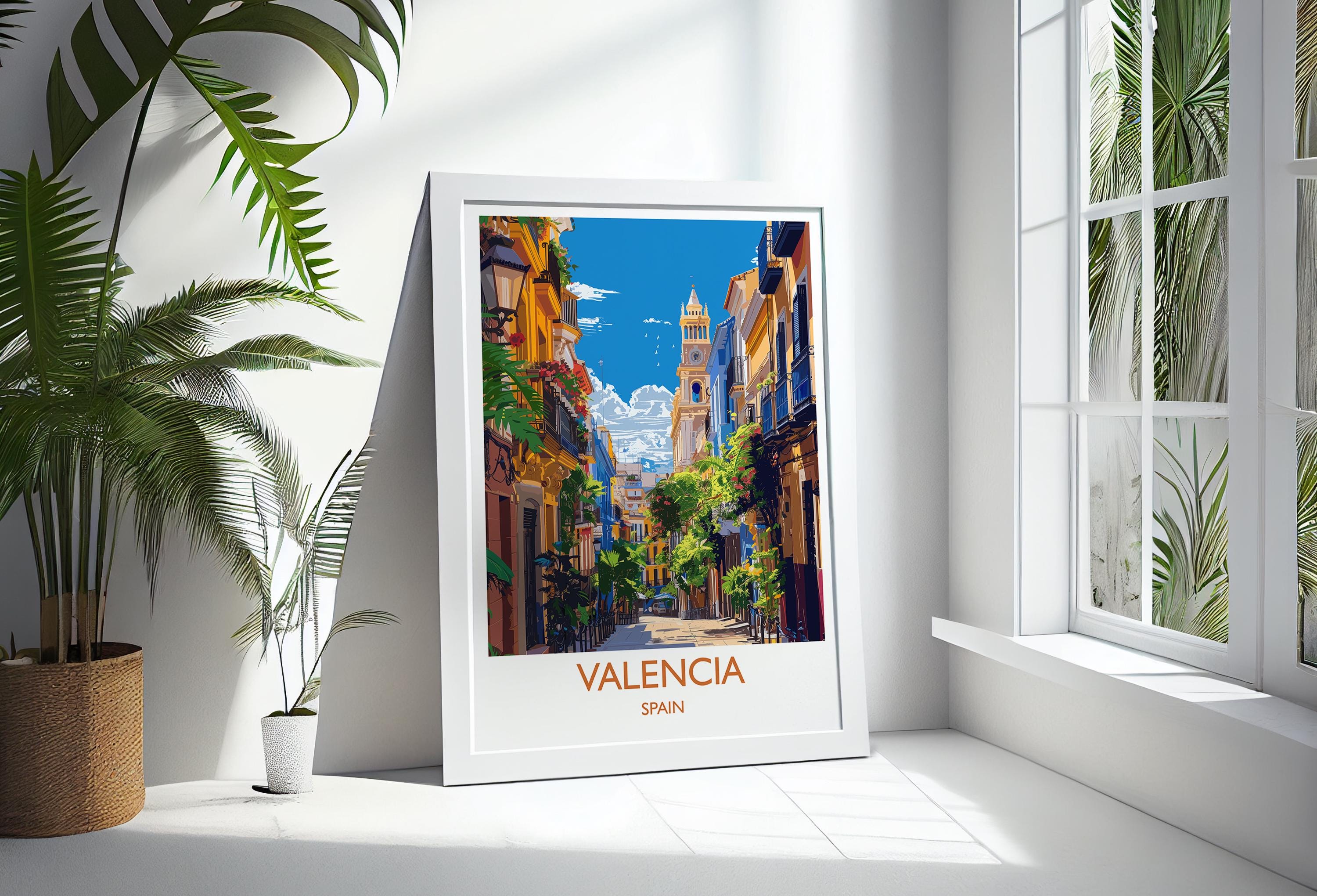 Valencia Travel Print, Travel Poster of Valencia, Spain Poster, Valencia Wall Art Lovers Gift, Spain Art NQ Media Designs