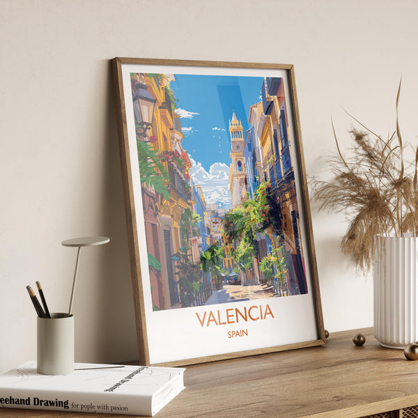 Valencia Travel Print, Travel Poster of Valencia, Spain Poster, Valencia Wall Art Lovers Gift, Spain Art