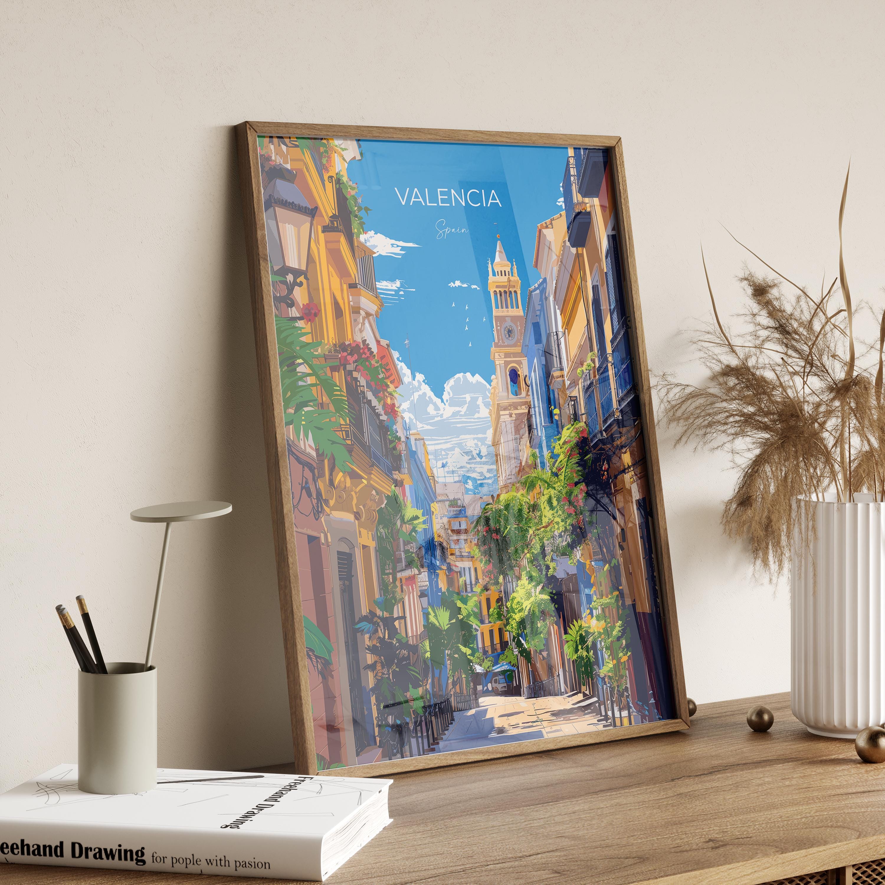 Valencia Travel Poster, Travel Print of Valencia, Spain Poster, Valencia Wall Art Lovers Gift, Spain Art NQ Media Designs