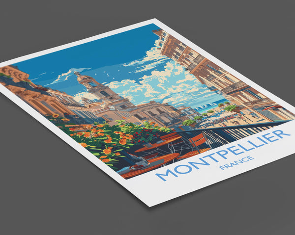 Montpellier Travel Poster Wall Art, Travel Print of Montpellier, Montpellier Art Lovers Gift, South of France, French Coast Art Gift