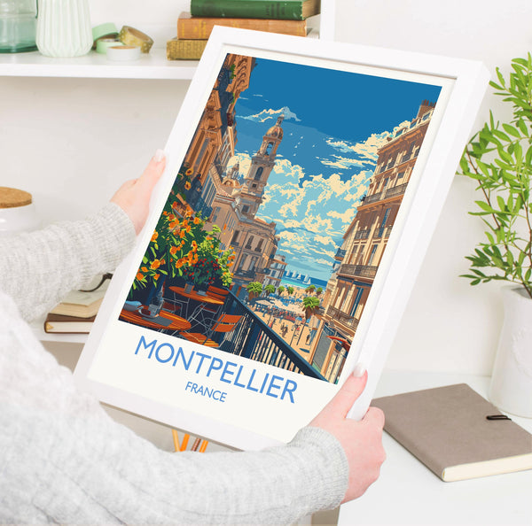 Montpellier Travel Poster Wall Art, Travel Print of Montpellier, Montpellier Art Lovers Gift, South of France, French Coast Art Gift