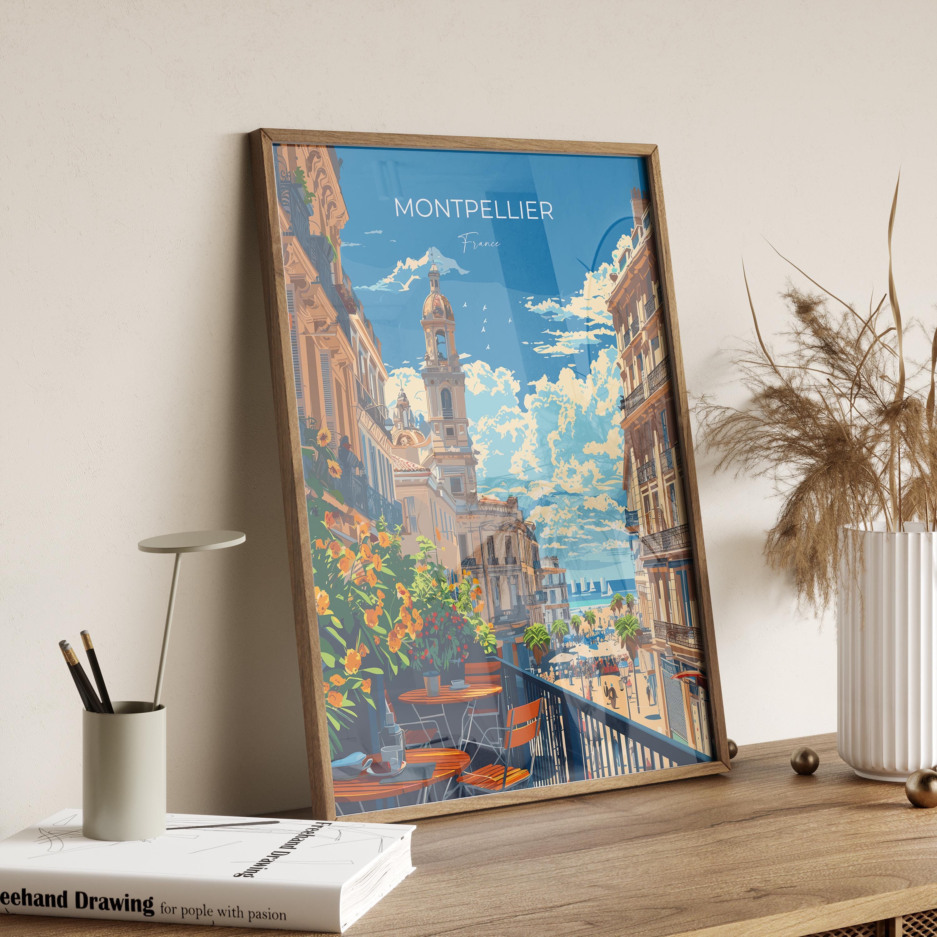 Montpellier Travel Print Wall Art, Travel Poster of Montpellier, Montpellier Art Lovers Gift, South of France, French Coast Art Gift NQ Media Designs