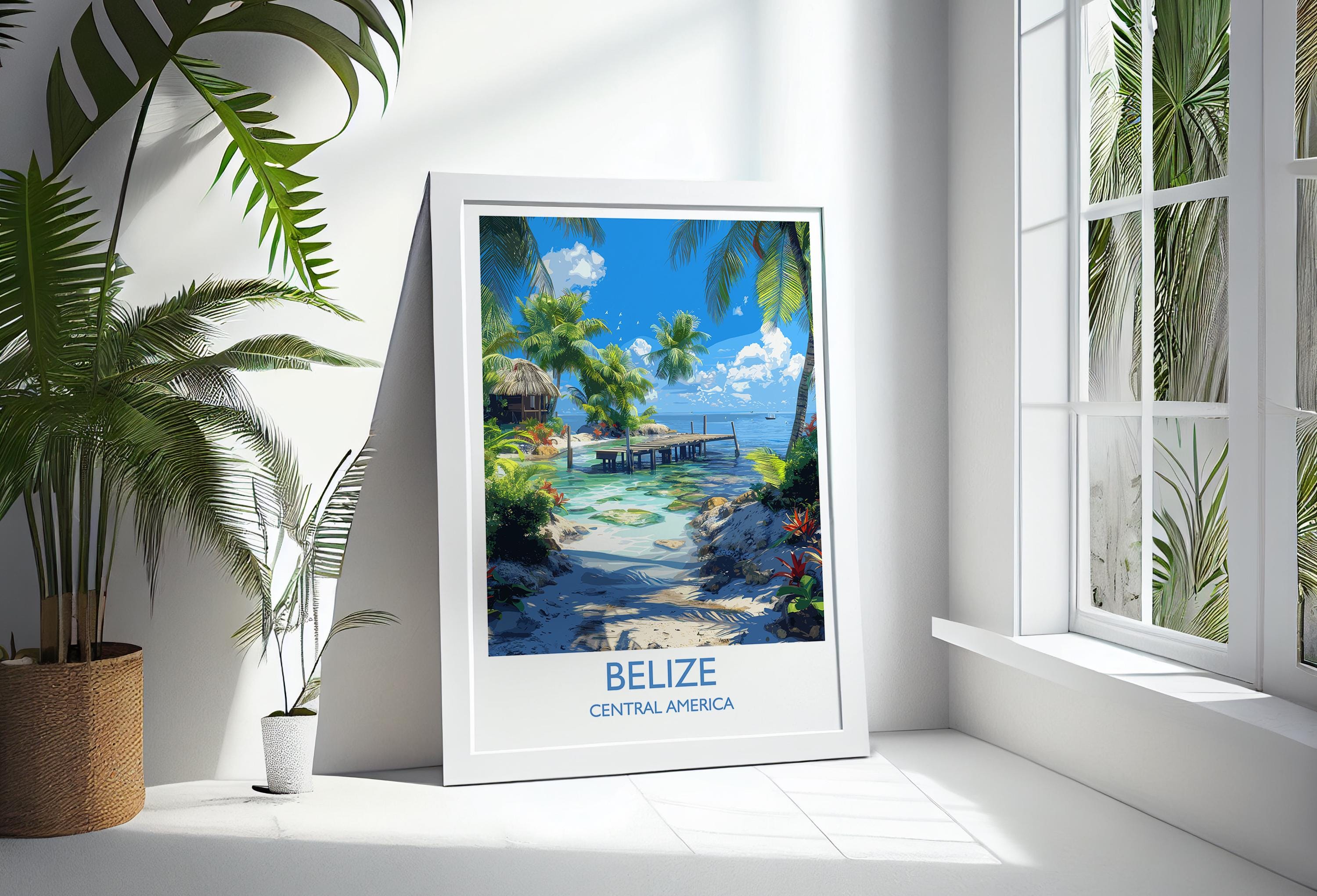 Belize Travel Print, Travel Poster of Belize, Central America Poster, Belize Wall Art Lovers Gift NQ Media Designs