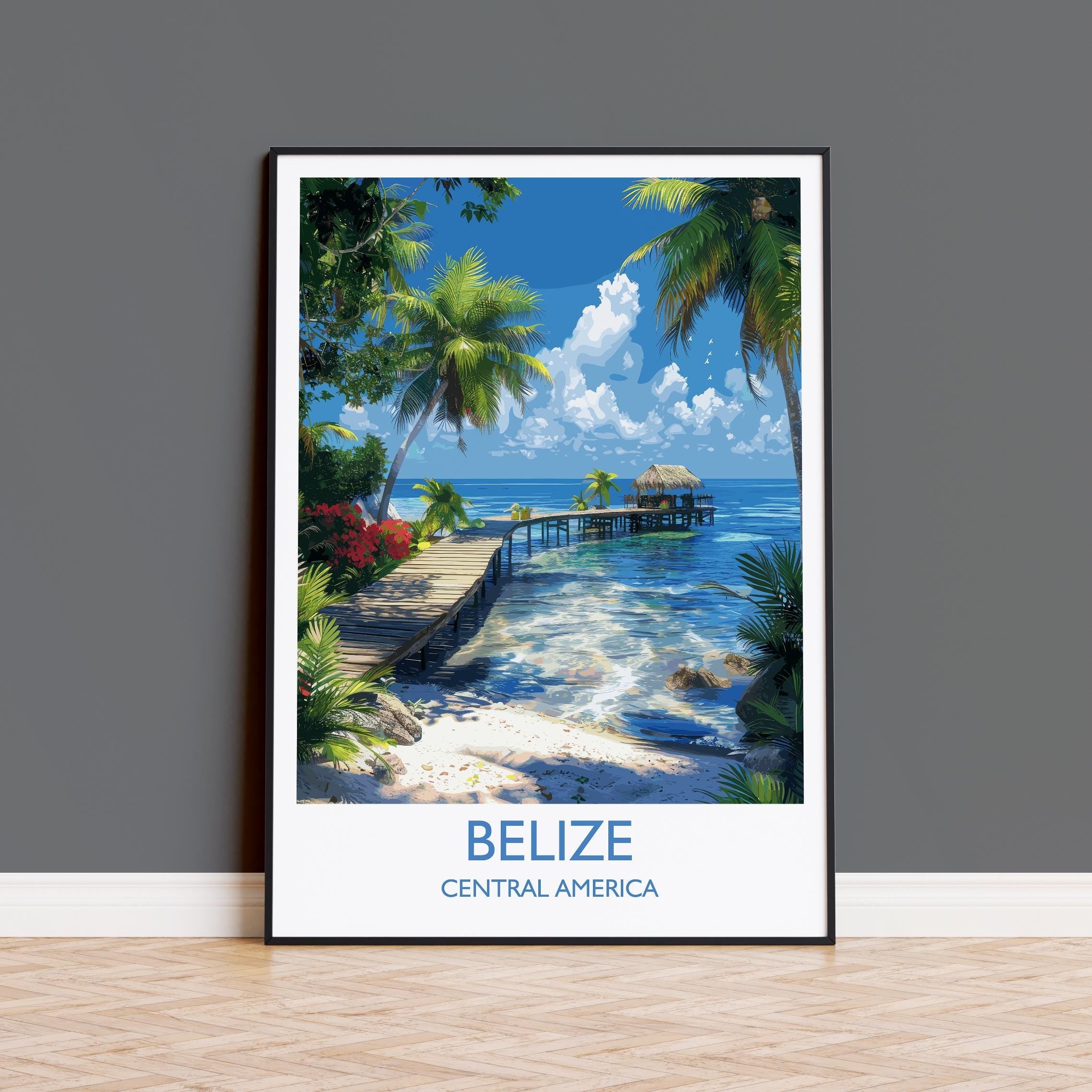 Belize Travel Print, Travel Poster of Belize, Central America Poster, Belize Wall Art Lovers Gift NQ Media Designs
