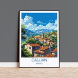 Callian Travel Poster Wall Art, Travel Print of Callian, Cote D'Azur Art Lovers Gift, South of France, French Coast Art Gift NQ Media Designs
