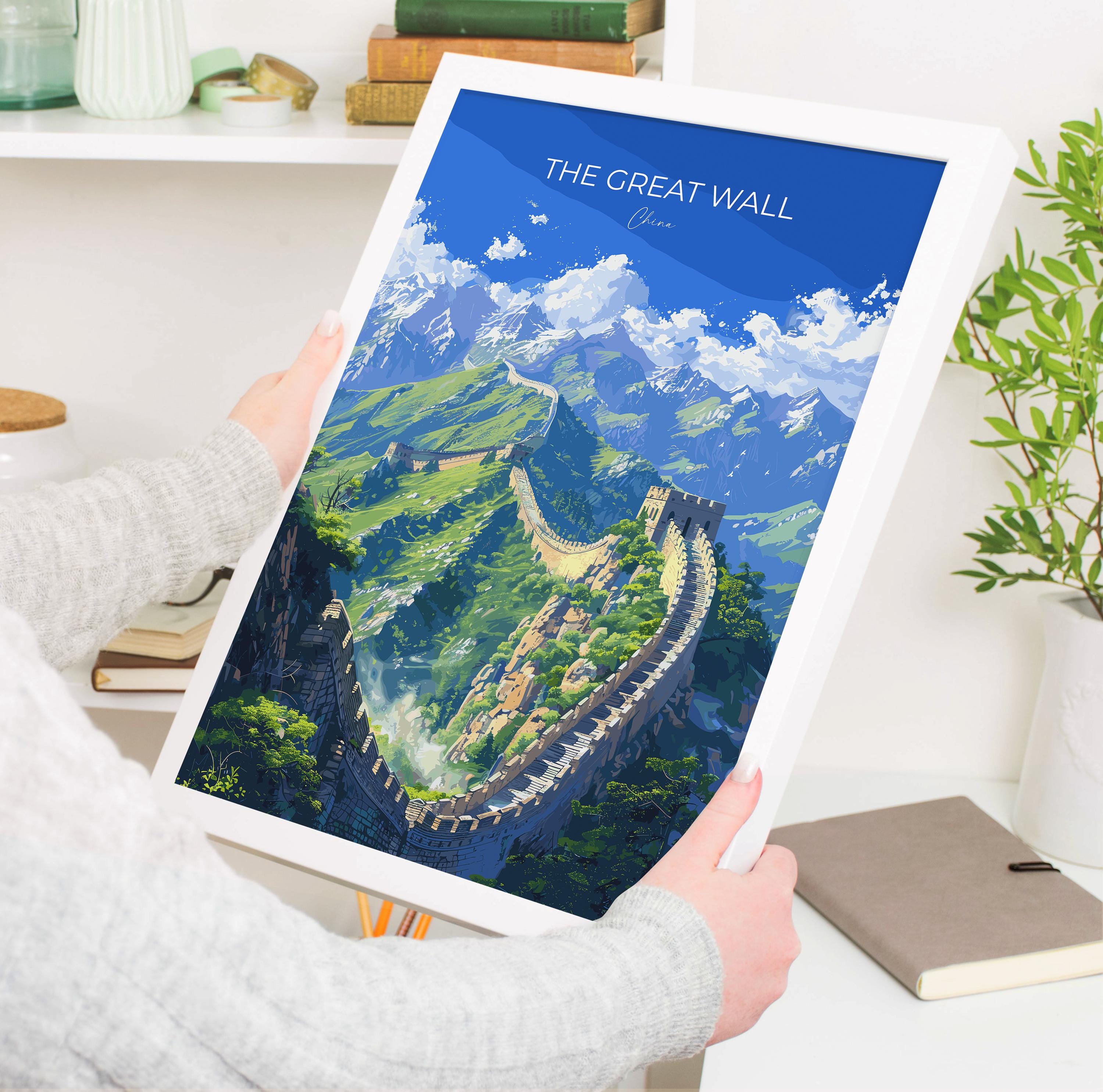 Great Wall of China Travel Poster, Travel Print of Great Wall of China, The Great Wall Art lovers Gift, China Wall Art Gift NQ Media Designs