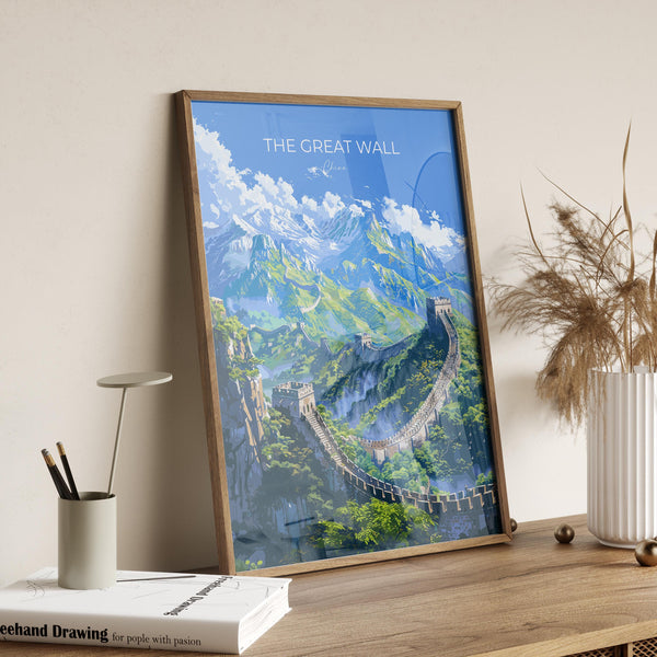 Great Wall of China Travel Poster, Travel Print of Great Wall of China, The Great Wall Art lovers Gift, China Wall Art Gift