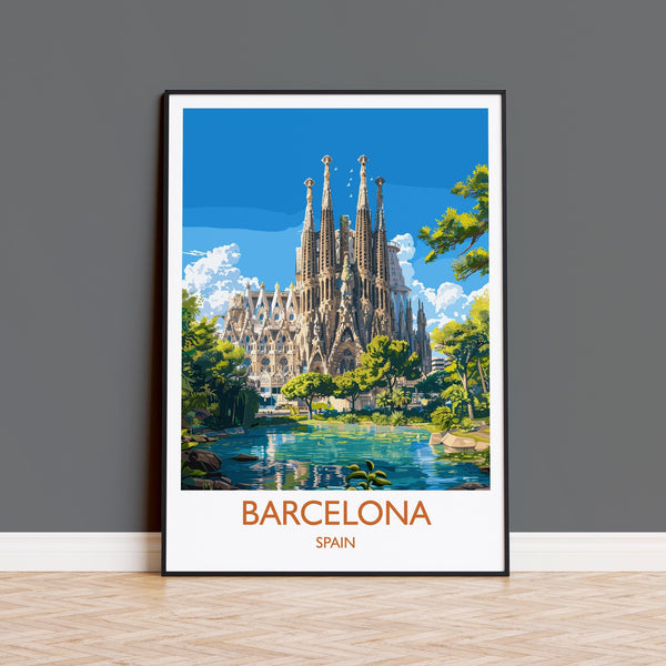 Barcelona Travel Print, Travel Poster of Barcelona, Spain Poster, Barcelona Wall Art Lovers Gift, Spain Art