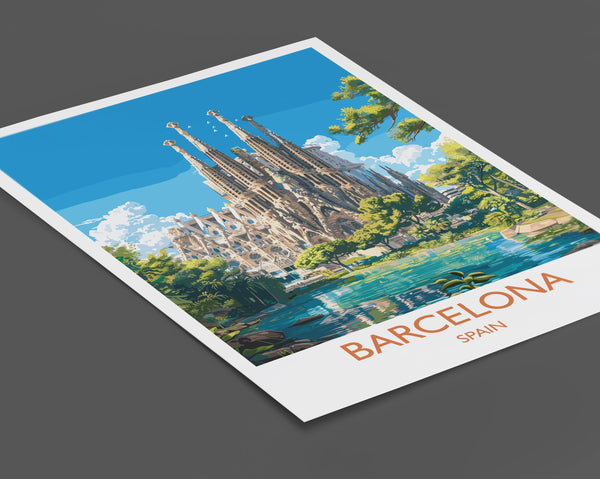 Barcelona Travel Print, Travel Poster of Barcelona, Spain Poster, Barcelona Wall Art Lovers Gift, Spain Art