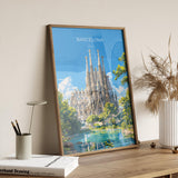 Barcelona Travel Poster, Travel Print of Barcelona, Spain Poster, Barcelona Wall Art Lovers Gift, Spain Art NQ Media Designs