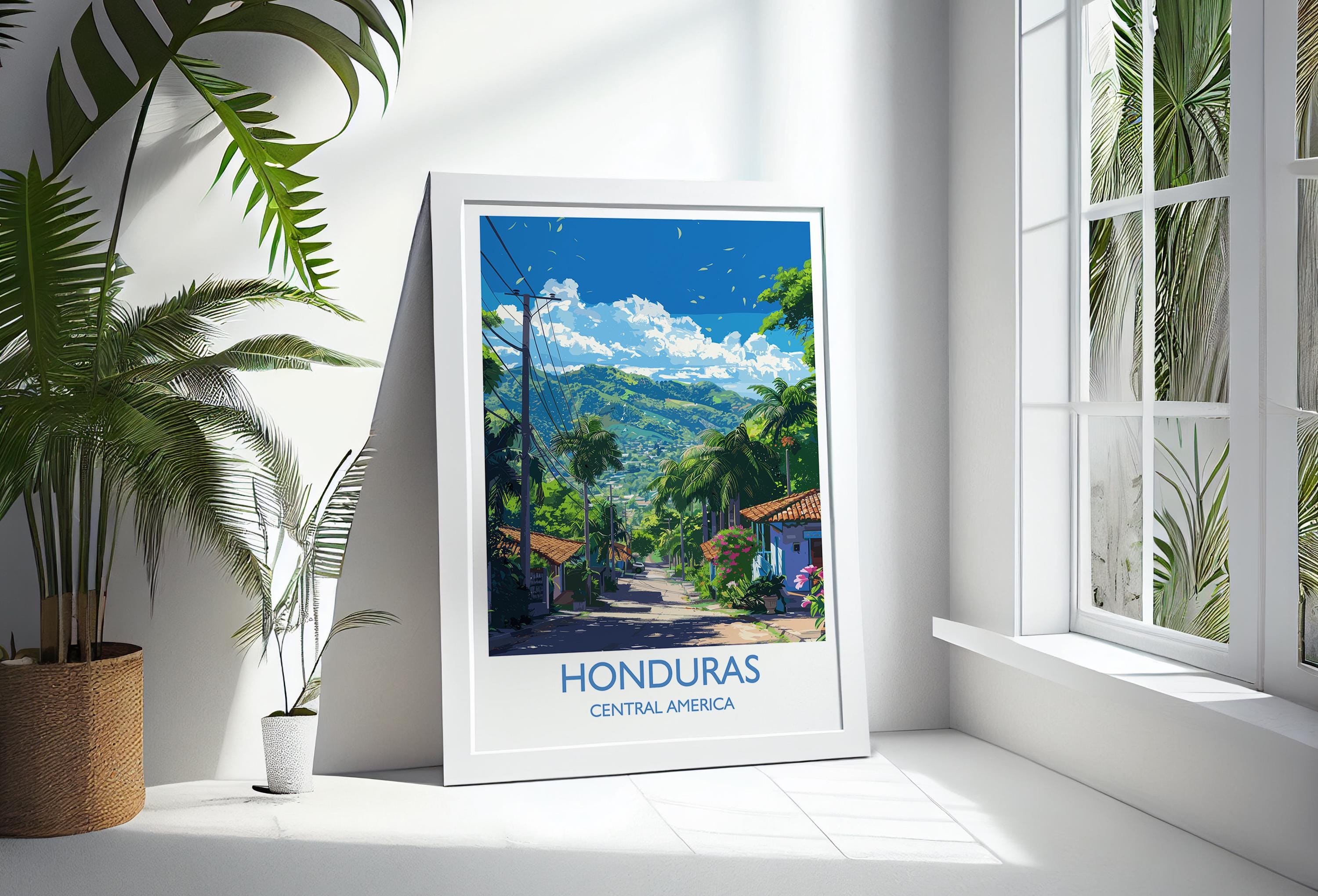 Honduras Travel Print, Travel Poster of Honduras, Central America Poster, Honduras Wall Art Lovers Gift NQ Media Designs