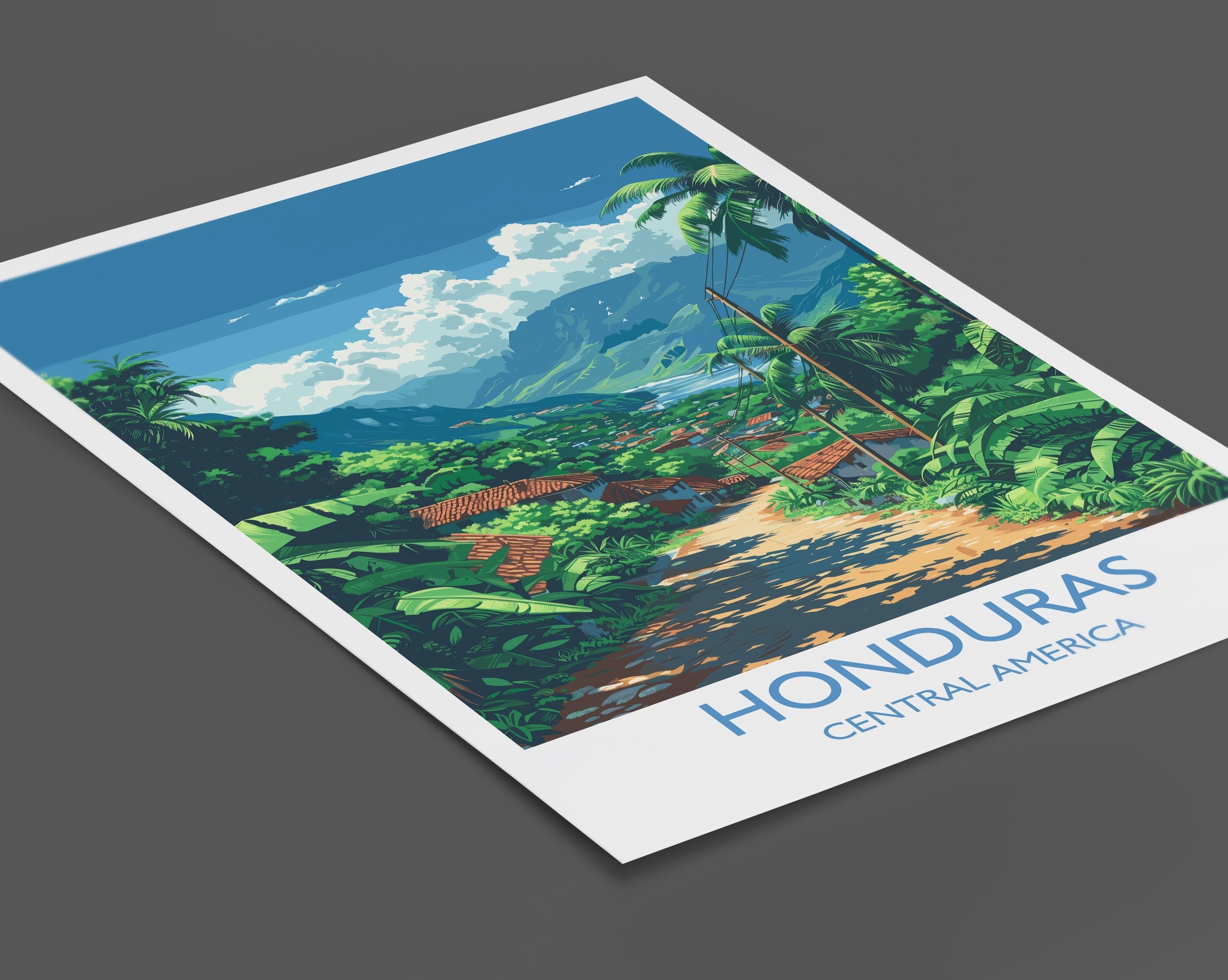 Honduras Travel Print, Travel Poster of Honduras, Central America Poster, Honduras Wall Art Lovers Gift NQ Media Designs
