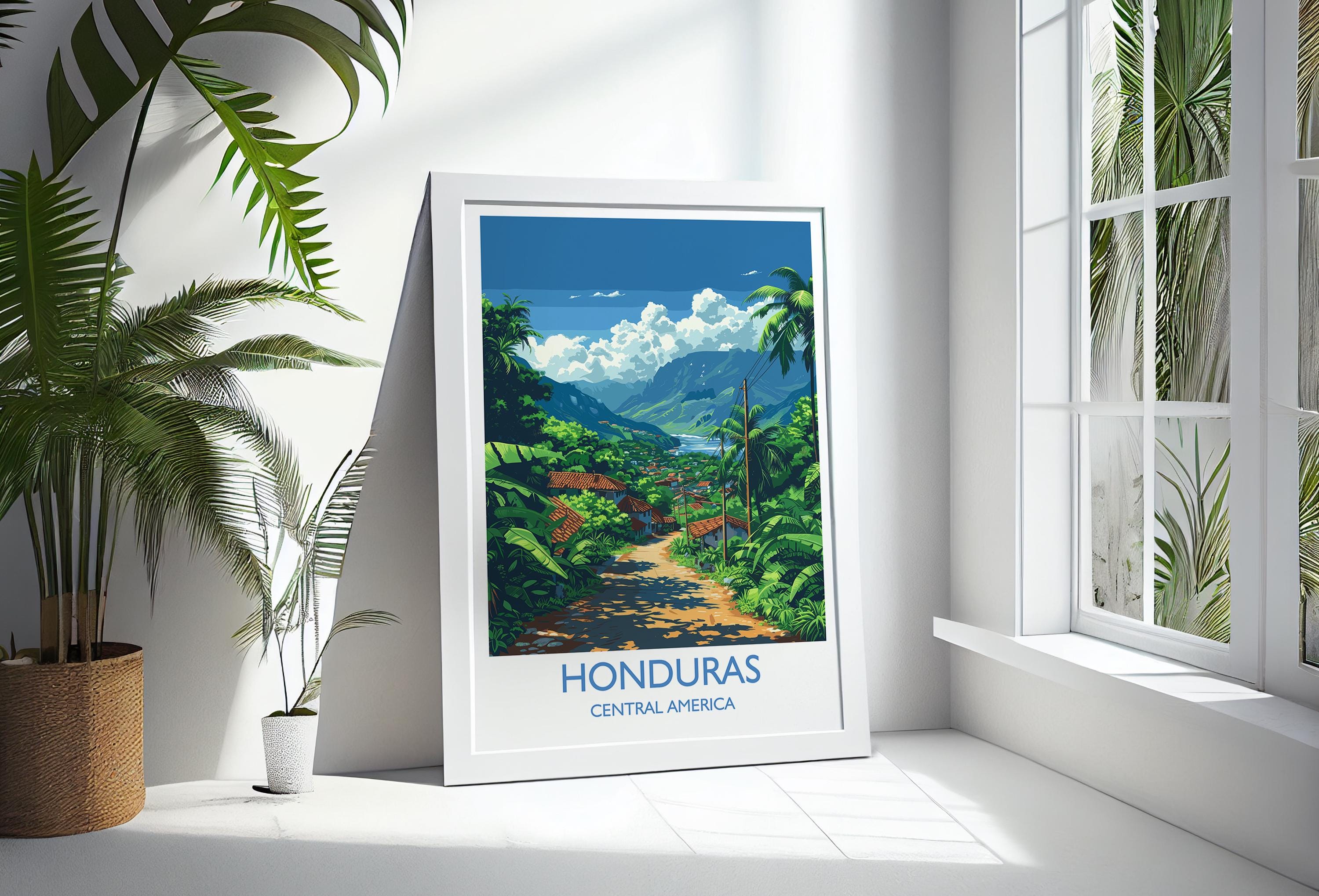 Honduras Travel Print, Travel Poster of Honduras, Central America Poster, Honduras Wall Art Lovers Gift NQ Media Designs