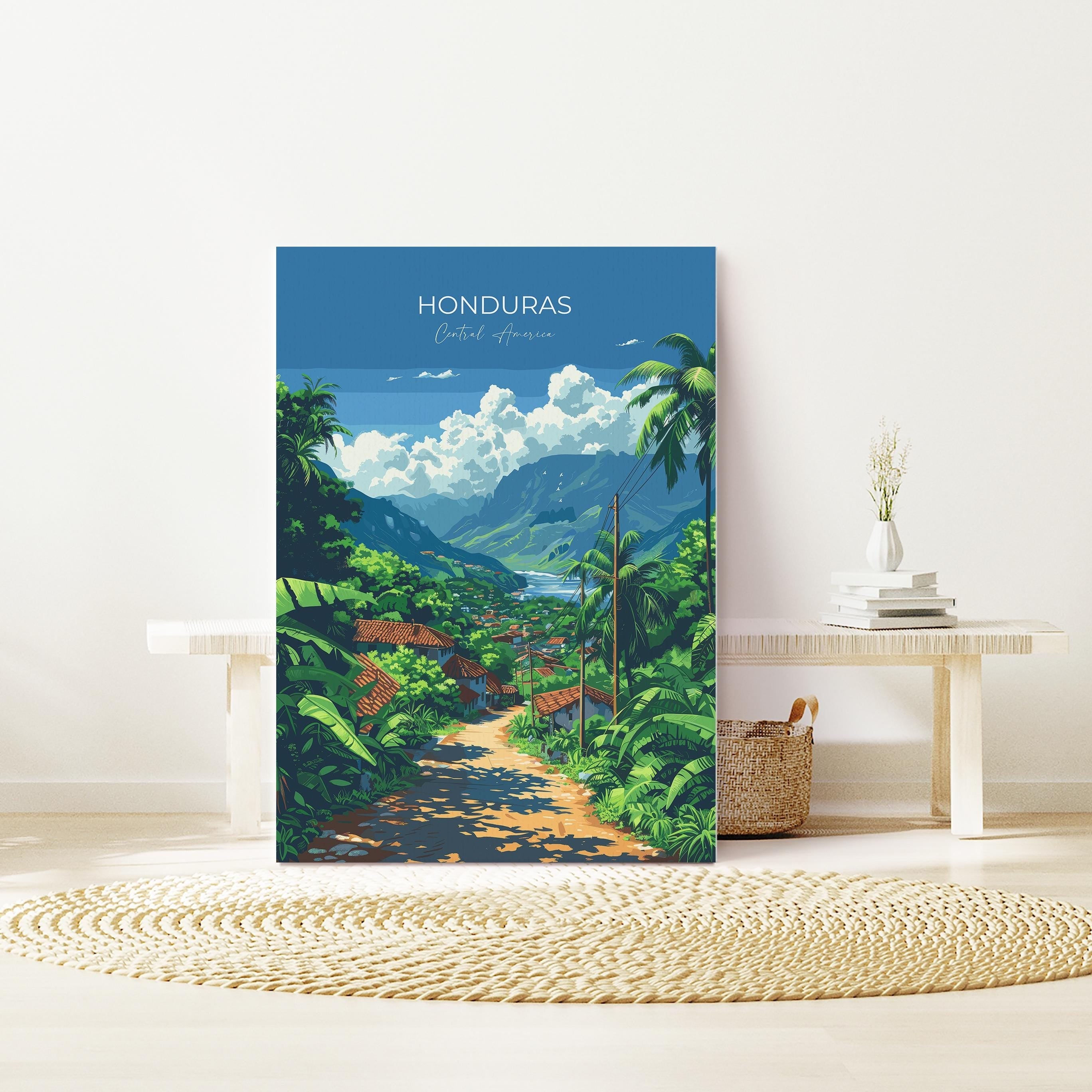 Honduras Travel Poster, Travel Print of Honduras, Central America Poster, Honduras Wall Art Lovers Gift NQ Media Designs