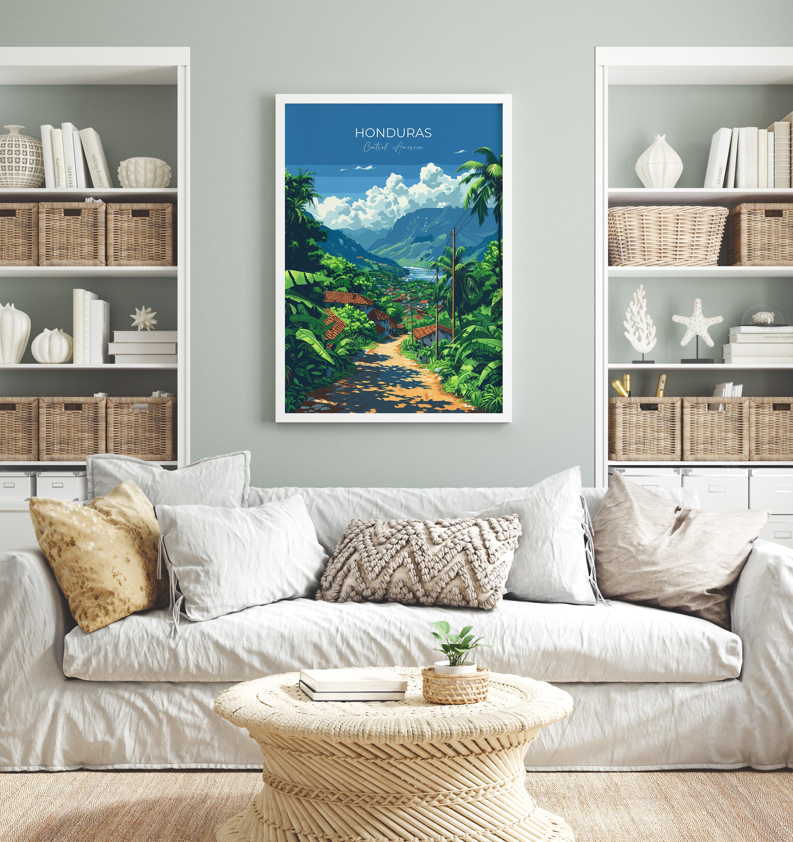 Honduras Travel Poster, Travel Print of Honduras, Central America Poster, Honduras Wall Art Lovers Gift NQ Media Designs
