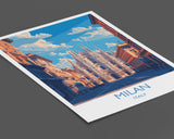 Milan Travel Poster Wall Art, Travel Print of Milan, Milan Art Lovers Gift, Italy, Italian City Art Gift NQ Media Designs