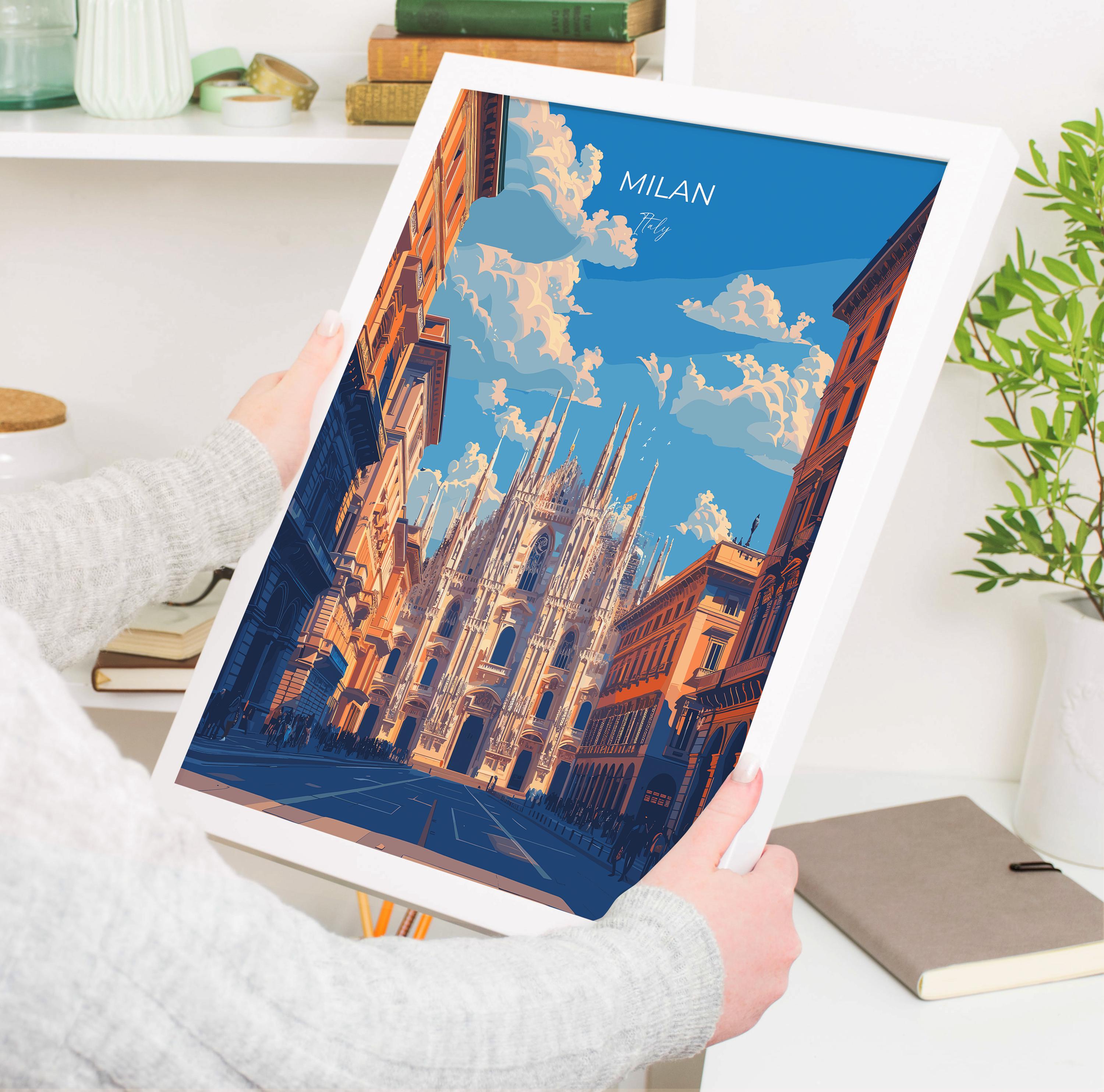 Milan Travel Print Wall Art, Travel Poster of Milan, Milan Art Lovers Gift, Italy, Italian City Art Gift NQ Media Designs