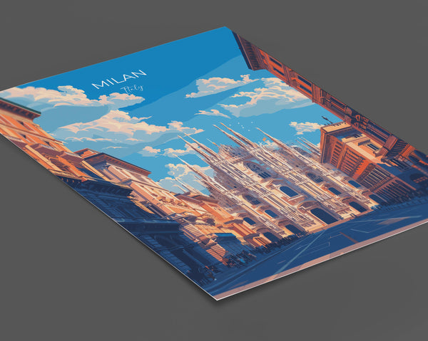 Milan Travel Print Wall Art, Travel Poster of Milan, Milan Art Lovers Gift, Italy, Italian City Art Gift