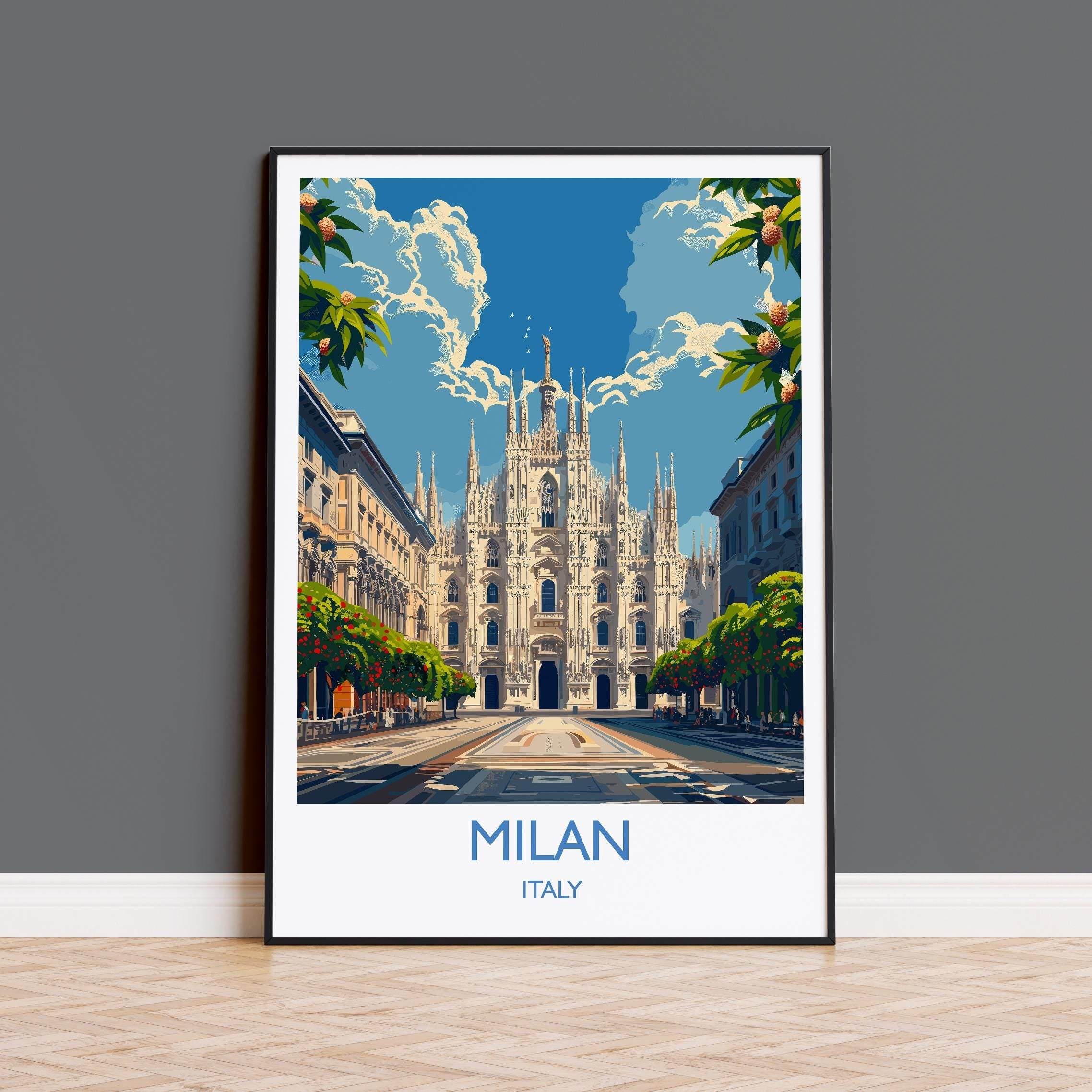 Milan Travel Poster Wall Art, Travel Print of Milan, Milan Art Lovers Gift, Italy, Italian City Art Gift NQ Media Designs