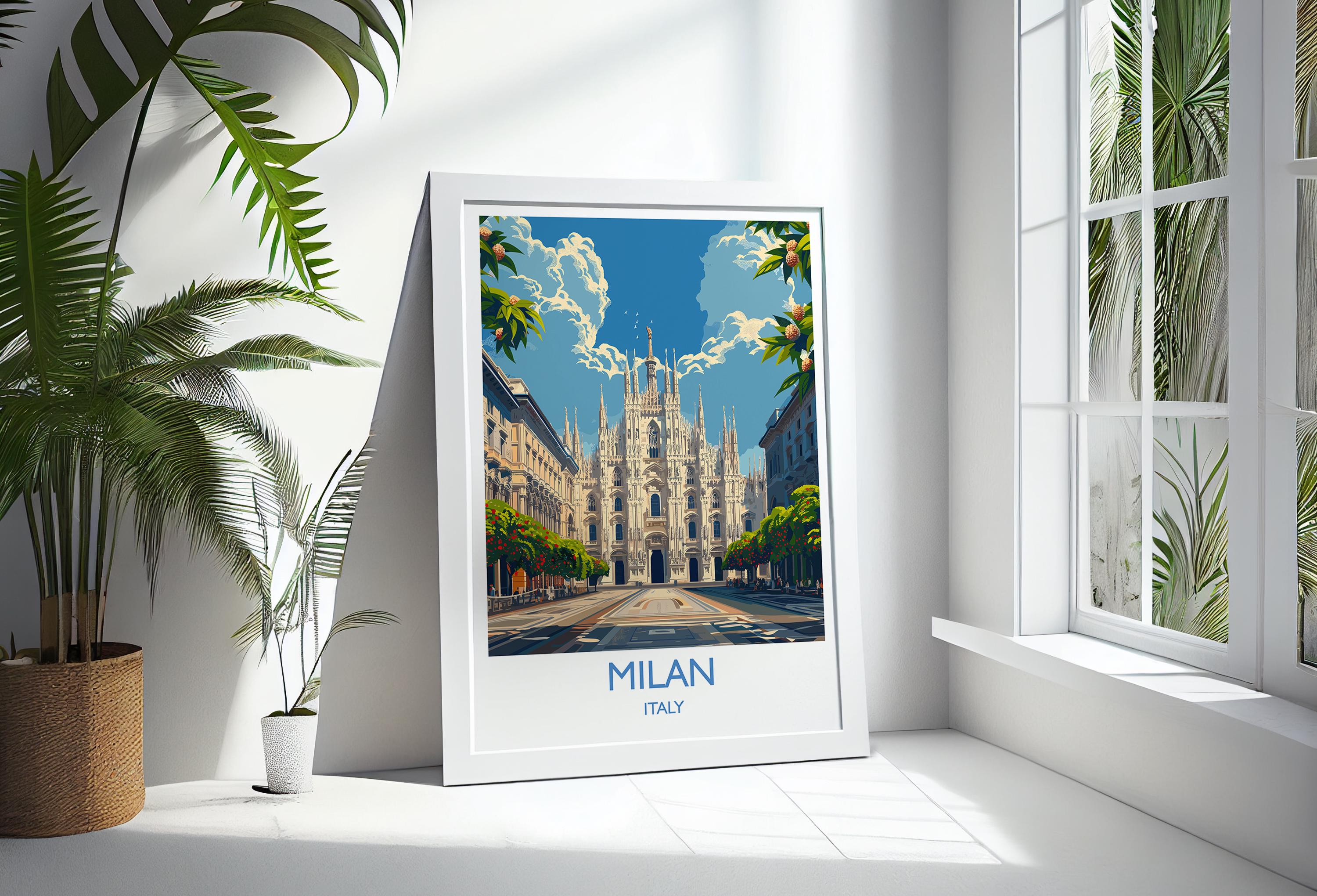 Milan Travel Poster Wall Art, Travel Print of Milan, Milan Art Lovers Gift, Italy, Italian City Art Gift NQ Media Designs